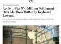 苹果掏5000万美元和解MacBook键盘诉讼，每个消费者能赔多少？
