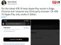 苹果 iOS 16 允许在第三方浏览器中使用 Apple Pay 支付