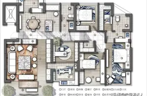 200平米只做三房的大平层，健身房、书房一应俱全的享受型大宅